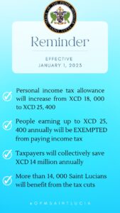 Image Courtesy: Official Facebook account of Office of the Prime Minister of Saint Lucia (Saint Lucia government announces new tax policies)